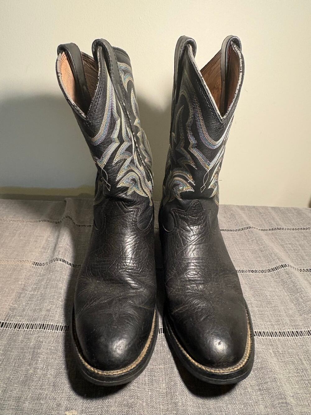 Men’s Tony Lama 9D black leather cowboy boots